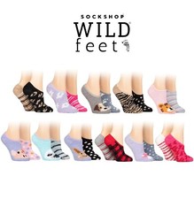 Womens Slipper Socks with Grip Cosy Animal & Patterned 2 Pairs-SOCKSHOP Wildfeet