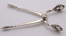 Vintage George Jensen Sterling Denmark Mexican Sugar Tongs Acorn Pattern