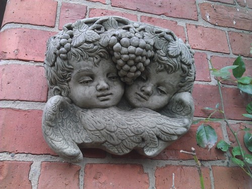 Stone garden twin cherub face - twin,