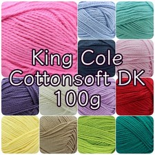 King Cole Cottonsoft DK Double Knit Cotton Knitting Crochet Yarn 100g Ball