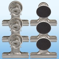 MAGNETIC BULLDOG CLIPS 6x Strong Fridge Magnet Whiteboard Memo Note Paper Holder