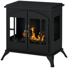 HOMCOM Ethanol Fireplace Stove Freestanding Bioethanol Fire w/ 0.9L Tank Black