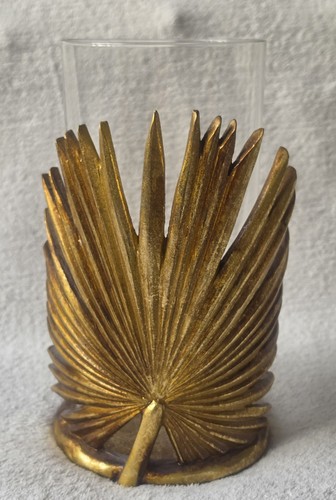Gold palm leaf glass - gold,