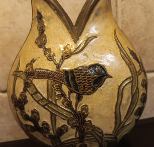 Brass and enamel vintage tulip - vintage,