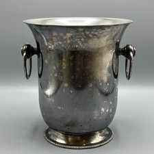 Vintage Metal Champagne Bucket Wine Cooler Distressed Patinated Handles Antique