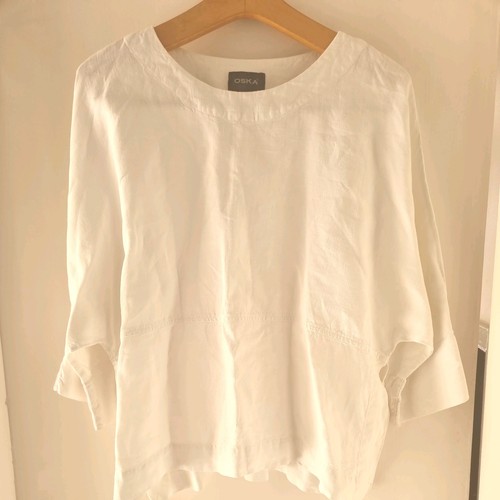 Oska white linen round - oska, neck