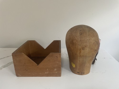 Vintage wooden hat block head - vintage,