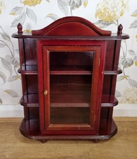 Small Vintage Wooden Curio Cabinet Trinkets Display Wall Mounted Freestanding