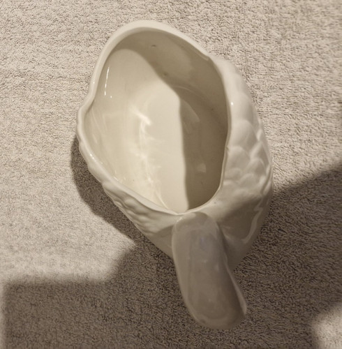 White ceramic swan - swan, figurine