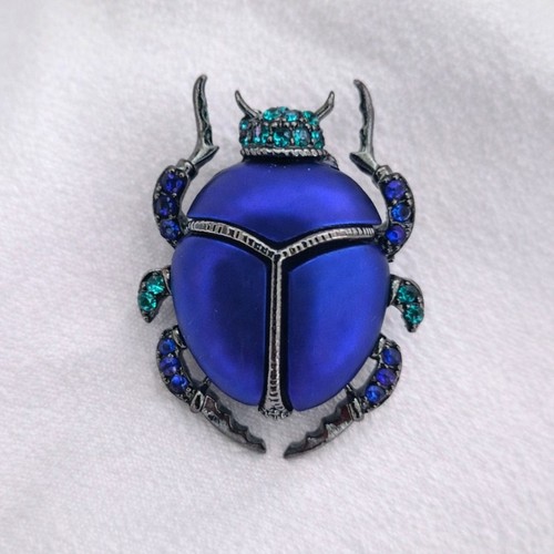 Blue scarab beetle rhinestone - scarab,
