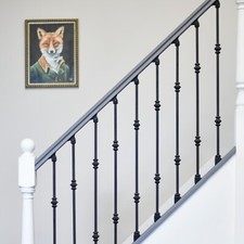 Enfield Black Steel Stair Spindles with Brackets - Plain and Knuckle Designs