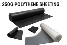 4M WIDE 250G BLACK HEAVY DUTY POLYTHENE PLASTIC SHEETING GARDEN DIY MATERIAL