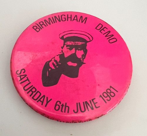 1981 birmingham demo pin - birmingham,
