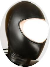 Faux Leather Open Face Bondage Fetish Cosplay Hood Mask Zip Back Size Medium
