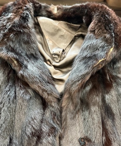 Vintage mink fur coat brown - coat,