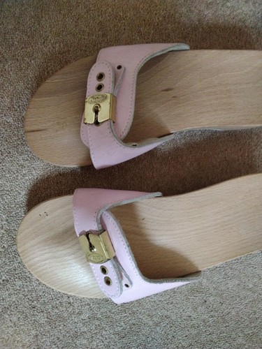 Pink leather scholl - leather,