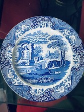 2x 12” Spode Blue Italian Large Dinner Plates. Original Box Excellent Condition
