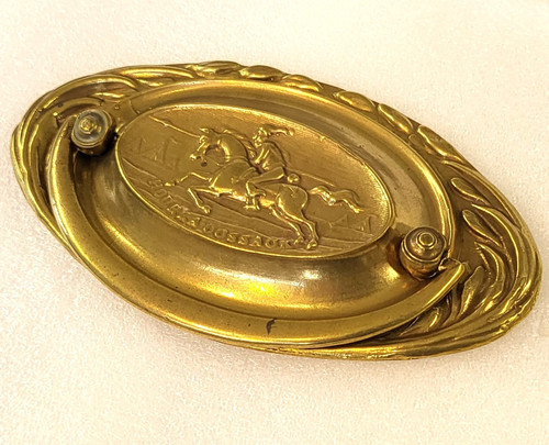 Brass oval plate - , handle