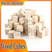 Wood Cubes Natural Wooden Craft Cubes Blocks 8mm 10mm-80mm Art Craft Model DIY