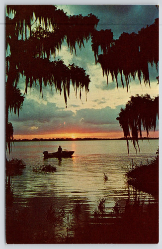 Postcard boat lake fishing - boat,