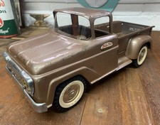 1958 Tonka Pressed Steel Stepside Pickup Truck Bronze Toy 13 Inches Long Vintage