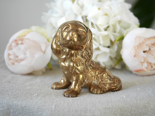 Vintage brass cocker spaniel - vintage,