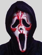 Halloween Scream Mask with Blood Pump Bleeding Ghost Fancy Dress Hood Costume