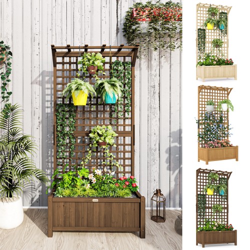 Wooden trellis planter with - wooden,