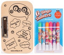 6 Christmas Bingo Dabbers & Board Felt  Markers Mixed Pens Ticket Daubers