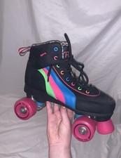 SFR Rio roller retro Black & Multicoloured Rainbow Roller Lace skates Size Uk 6