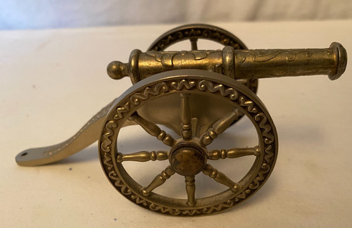 Vintage ornate brass cannon - brass,