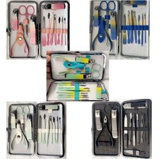 12 Piece Manicure Pedicure Nail Care Set Cutter Clippers Kit Case Mens Ladies