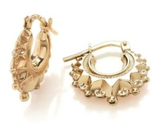 VICTORIAN 9CT GOLD ON SILVER SPIKED GYPSY CREOLE EARRINGS