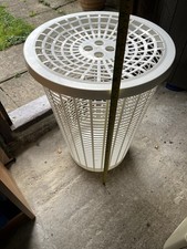 Large White Round Wicker Laundry basket with Lid size 25" H, 20 Diameter 