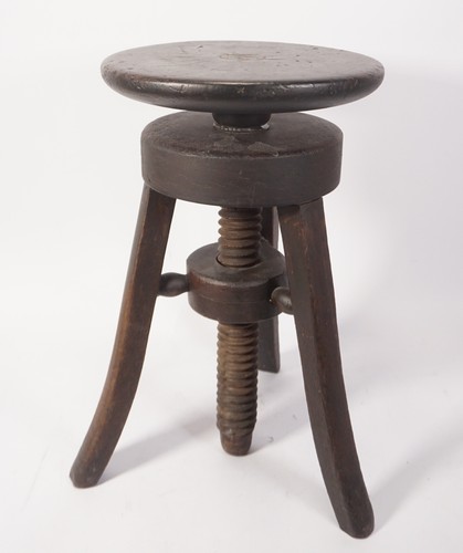 Antique wood stool - piano,