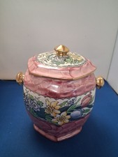 Vintage Maling ware pink lustre biscuit barrel 6525 - handle missing