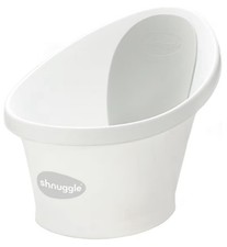 Shnuggle Newborn Baby Bath Built in Support Bump and Soft Backrest White & Grey