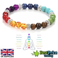 7 Chakra Bead Crystal Gemstone Bracelet Anxiety Stone Healing Reiki