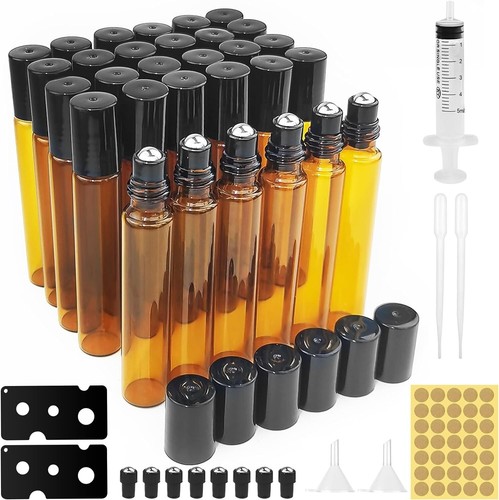 10ml empty amber roller - empty,