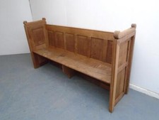 A Lovely Arts & Crafts Oak 3 Seater Panelled Church Pew to Wax / Paint