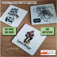 Printed Personalised Photo Coaster, Printed with your Picture Add Text For Free