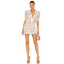 Amanda Uprichard Anthropologie Floral Mini Dress Smocked Waist Ruffle Party M