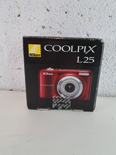 Nikon Coolpix L25 Red Digital Camera Boxed With Manual, Discs and cable. VGC 
