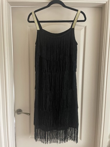 Black fringe flapper - black,
