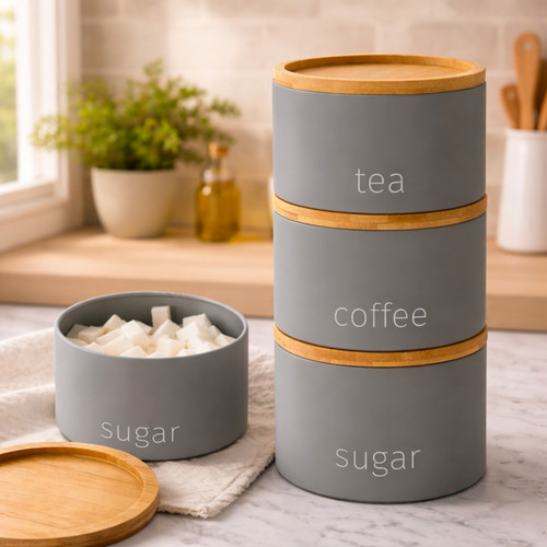 Tea coffee sugar canisters - canisters, set