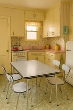 vintage-style kitchen, likely inspired by the 1950s