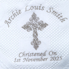 Personalised  Christening Shawl/Baptism Shawl Embroidered Baby Shawl Christening