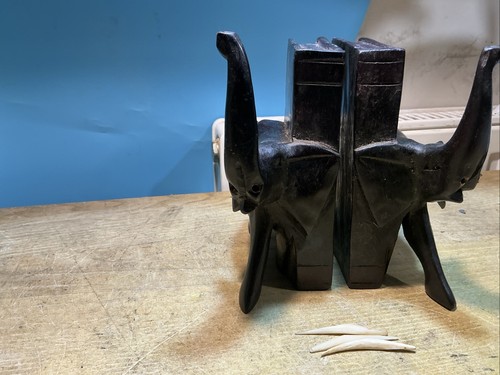 Ebony elephants bookends - ebony, ?