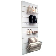 Slatwall Portrait Panel 100x40cm in White Wall Mountable Shop Display (D17/W)