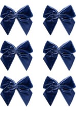 Navy Blue 10cm Velvet Ribbon Bow – (Self Adhesive) – 6 Pack